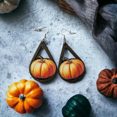 Teardrop Pumpkin Earrings - image1